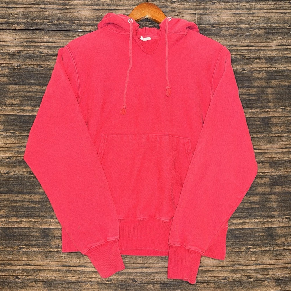 Y2K Champion Reverse Weave Pullover Hoodie Size S Classic Sportswear Red Blank